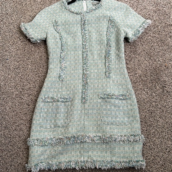 Laizo sage green mini tweed dress size medium - Picture 10 of 11